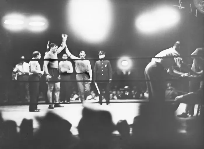 Framed Print : Referee Declares Primo Carnera the Winner Framed Print : Referee Declares Primo Carnera the Winner