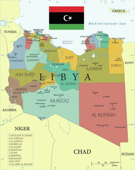Framed Print : Reference Map of Libya with Keys Framed Print : Reference Map of Libya with Keys
