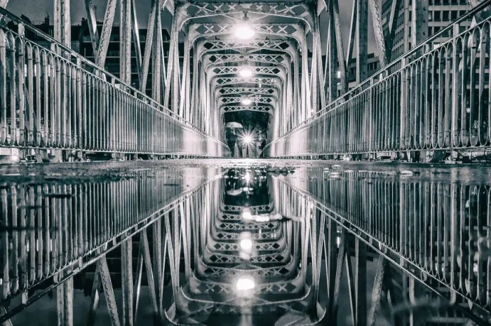 Framed Print : Reflection on the bridge of the port of Arsenal Framed Print : Reflection on the bridge of the port of Arsenal