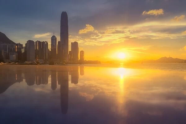 Reflection of Hong Kong skyline