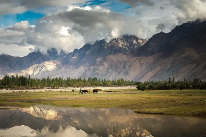 Framed Print : Reflection lake in nubra valley, India Framed Print : Reflection lake in nubra valley, India