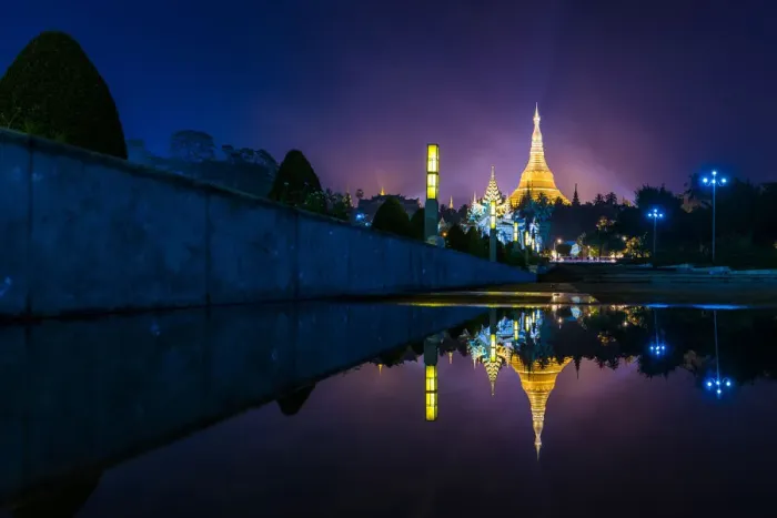 Framed Print : The reflection of Shwedagon pagoda Framed Print : The reflection of Shwedagon pagoda