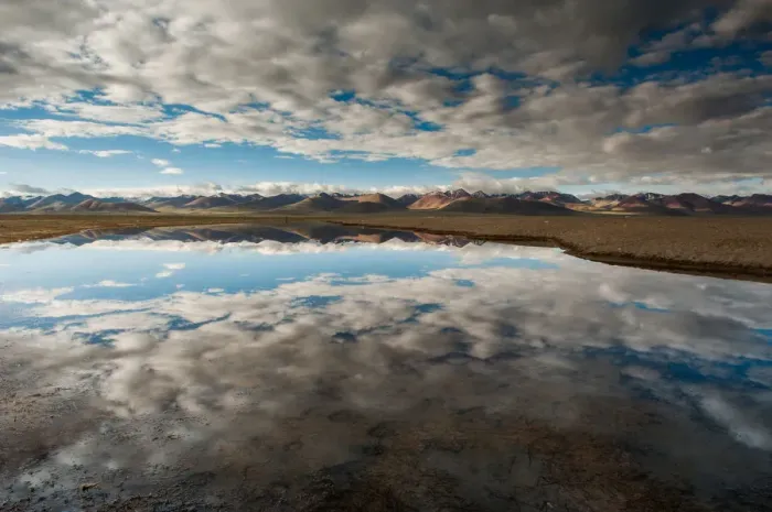 Framed Print : Reflection of sky over Namtso lake Framed Print : Reflection of sky over Namtso lake