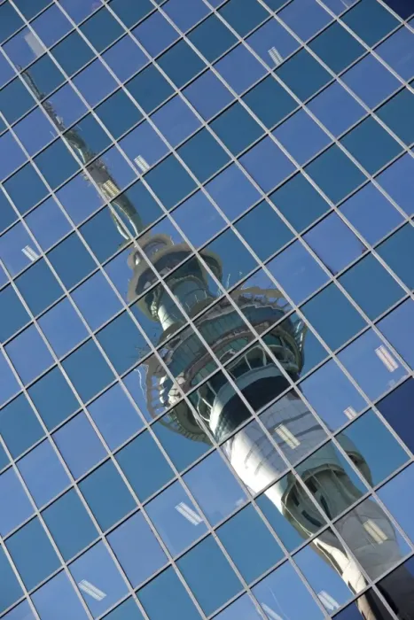 Framed Print : Reflection of the Sky Tower in the Philip Fox Building, Central Business District, Auckland, Auckland Region, New Zealand Framed Print : Reflection of the Sky Tower in the Philip Fox Building, Central Business District, Auckland, Auckland Region, New Zealand