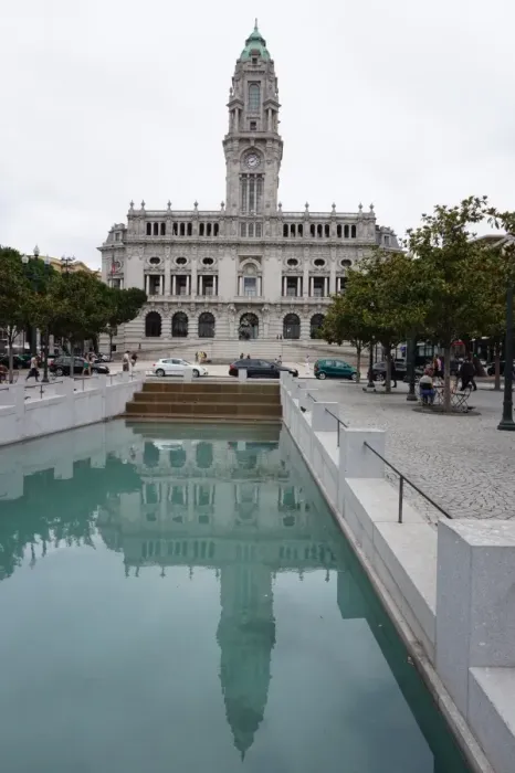 Framed Print : Reflections and City Hall, Porto, North, Portugal