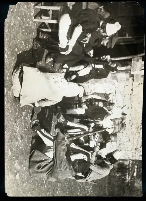 Framed Print : Refugee Albanians Chat Outside