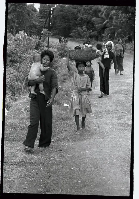 Framed Print : Refugee Family Leaving Battle Area Framed Print : Refugee Family Leaving Battle Area