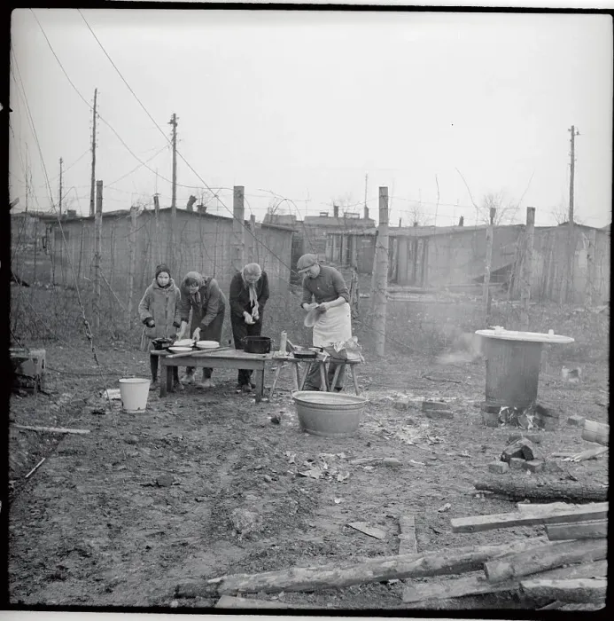 Framed Print : Refugees Cooking Dinner Framed Print : Refugees Cooking Dinner