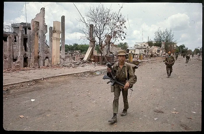 Framed Print : Refugees Flee Viet Cong Attack