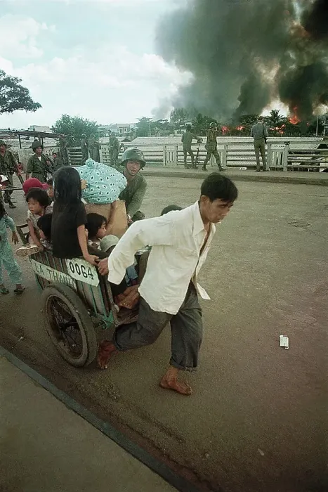 Framed Print : Refugees Flee Viet Cong Attack Framed Print : Refugees Flee Viet Cong Attack