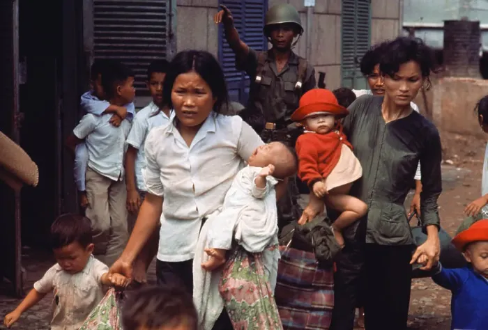 Framed Print : Refugees Fleeing Viet Cong Framed Print : Refugees Fleeing Viet Cong