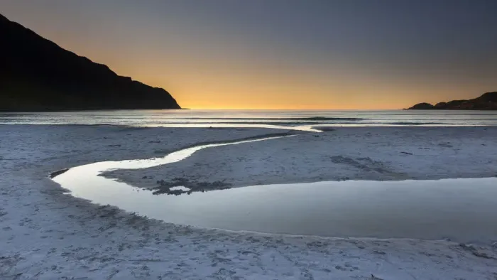 Framed Print : Refviksanden Beach with estuary in the evening light, Vagsoy island, Sogn og Fjordane, Norway Framed Print : Refviksanden Beach with estuary in the evening light, Vagsoy island, Sogn og Fjordane, Norway