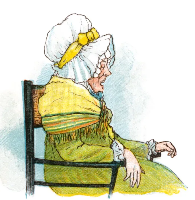 Framed Print : Regency period old woman in a chair Framed Print : Regency period old woman in a chair