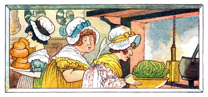 Framed Print : Regency period women preparing food Framed Print : Regency period women preparing food