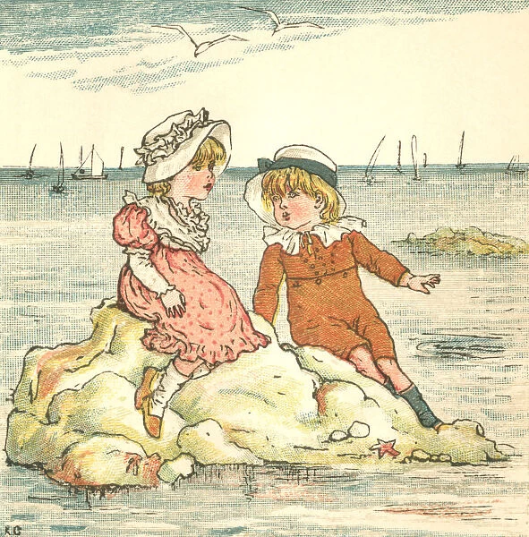 Regency style children on a summer holiday by the sea