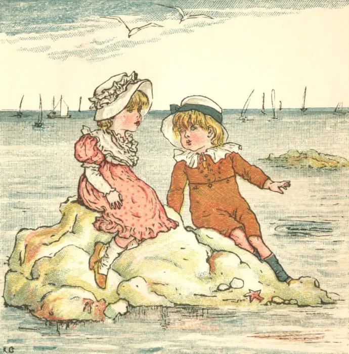 Framed Print : Regency style children on a summer holiday by the sea Framed Print : Regency style children on a summer holiday by the sea