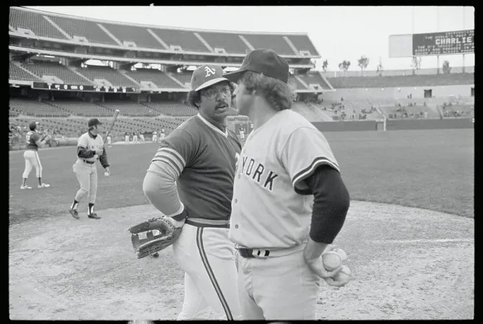 Framed Print : Reggie Jackson and Jim Hunter