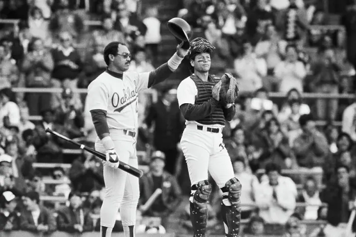 Framed Print : Reggie Jackson Raising Helmet