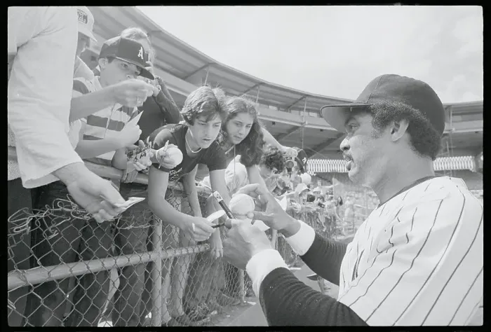 Framed Print : Reggie Jackson Signing Autographs Framed Print : Reggie Jackson Signing Autographs