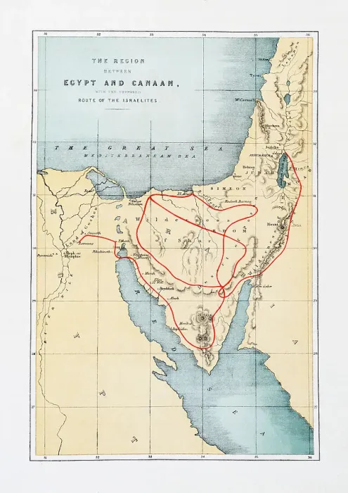Framed Print : The regions between Map of Egypt and Canaan (Route of the Israelites) Holy Land Maps 1860 Framed Print : The regions between Map of Egypt and Canaan (Route of the Israelites) Holy Land Maps 1860