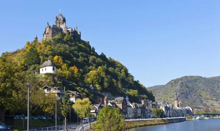 Framed Print : The Reichsburg Cochem castle in Cochem on the Moselle, Rhineland-Palatinate, Germany, Europe