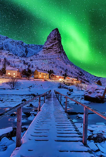 Reine Aurora borealis Northern Lights Winter Norway Lofoten