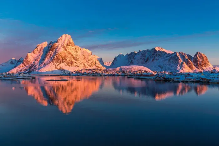 Framed Print : Reine and Hamnoy fishing village with the sunrise, Moskenes Island, Lofoten, Nordland Framed Print : Reine and Hamnoy fishing village with the sunrise, Moskenes Island, Lofoten, Nordland