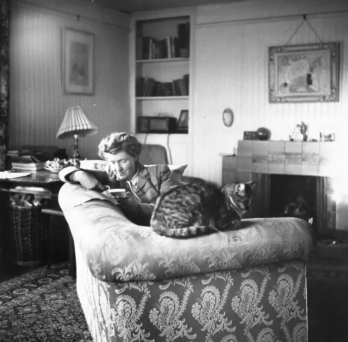 Framed Print : Relaxing. 2nd May 1953: Catherine Bent, water diviner Framed Print : Relaxing. 2nd May 1953: Catherine Bent, water diviner