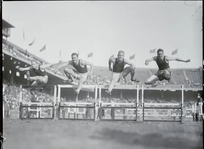 Framed Print : Relay Contenders Jumping Hurdles Framed Print : Relay Contenders Jumping Hurdles