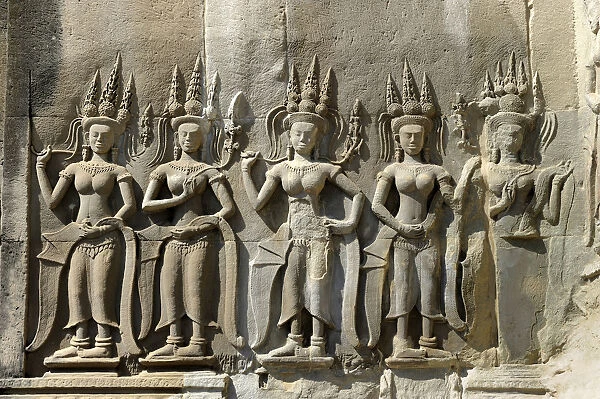 Relief in Angkor Wat temple complex, Cambodia, Southeast Asia, Asia