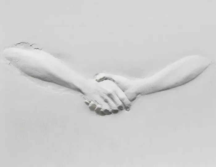 Framed Print : relief of handshake Framed Print : relief of handshake