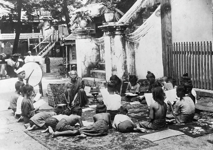 Framed Print : Religious Instructor With His students In Rangoon, Burma Framed Print : Religious Instructor With His students In Rangoon, Burma