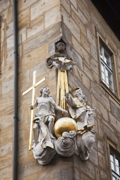 Framed Print : Religious Sculpture On The Corner Of An Old Building Framed Print : Religious Sculpture On The Corner Of An Old Building
