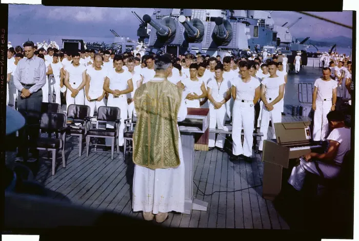 Framed Print : Relligious Service Aboard Battleship Framed Print : Relligious Service Aboard Battleship