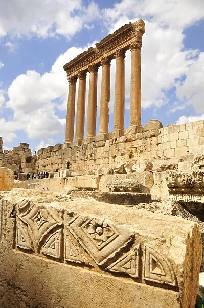 The six remaining columns of the Temple of Jupiter, UNESCO World Heritage Site, Baalbek, Beqaa Valley, Lebanon, Middle East, Orient