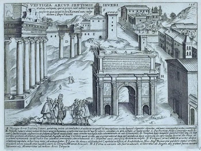 Framed Print : Remains of the Arch of Septimius Severus in 17th century, historical Rome, Italy, digital reproduction of an original 17th century artwork, original date unknown Framed Print : Remains of the Arch of Septimius Severus in 17th century, historical Rome, Italy, digital reproduction of an original 17th century artwork, original date unknown