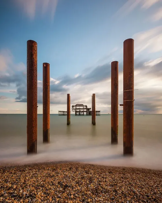 Framed Print : Remains of Brighton's West Pier destroyed by fire Framed Print : Remains of Brighton's West Pier destroyed by fire