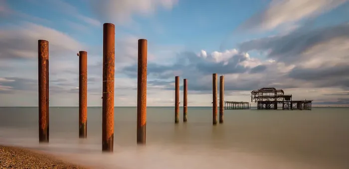 Framed Print : Remains of Brighton's West Pier destroyed by fire Framed Print : Remains of Brighton's West Pier destroyed by fire