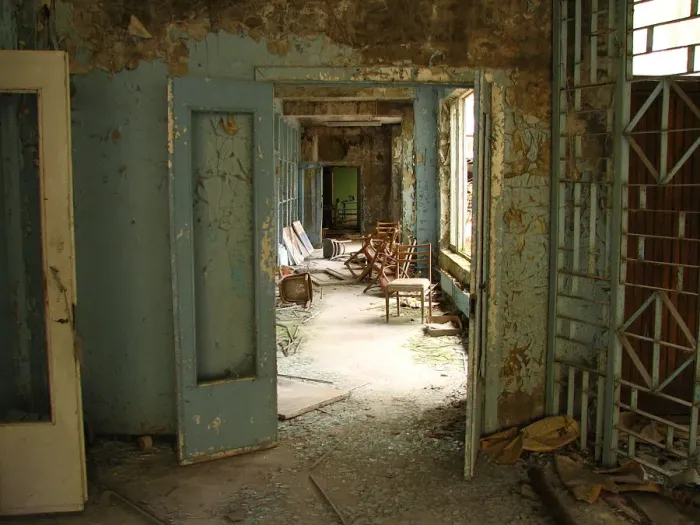 Framed Print : The remains of a building at the Chernobyl nuclear