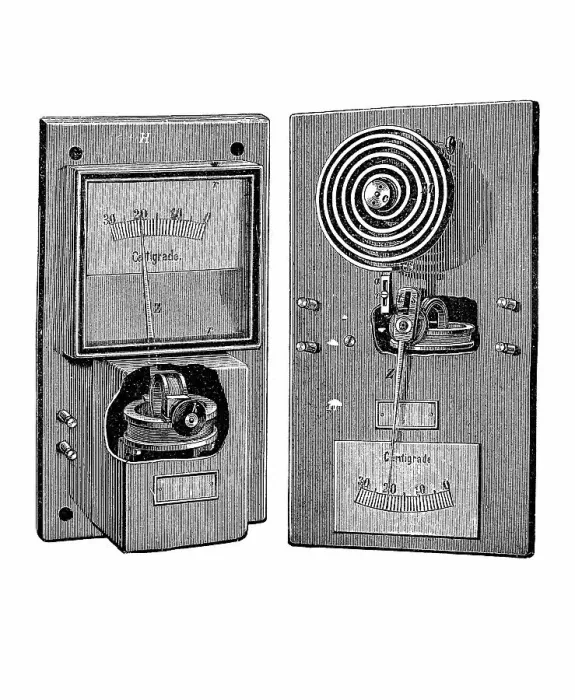 Framed Print : Remote thermometer for heating systems by G. A. Schultze, Berlin, Germany, industrial product from the year 1880, Historic, digitally restored reproduction of an original from the 19th century, exact original date not known