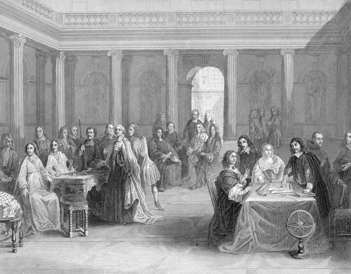 Framed Print : Rene Descartes Giving Geometry Demonstration Framed Print : Rene Descartes Giving Geometry Demonstration