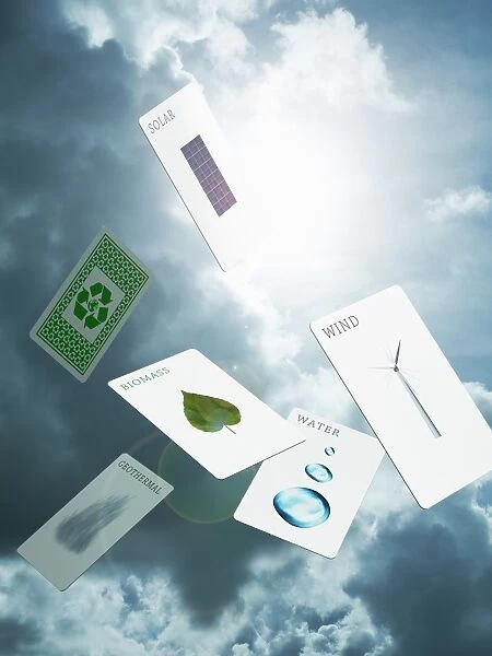 Renewable energy playing card in the sky
