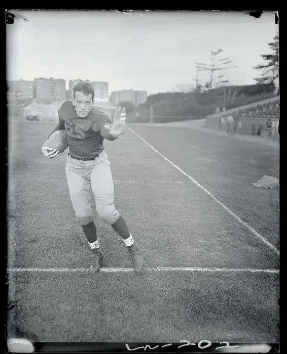 Framed Print : Bill Renner Running on Football Field Framed Print : Bill Renner Running on Football Field