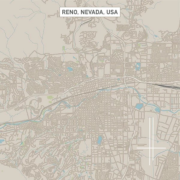 Reno Nevada US City Street Map
