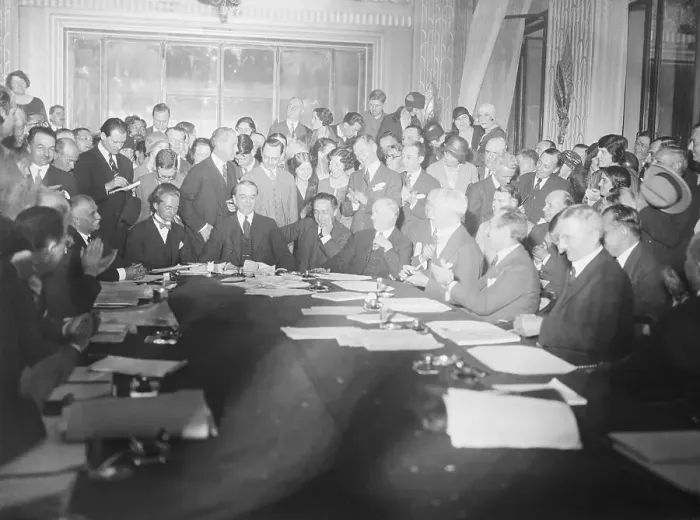 Framed Print : Reparations Accord Meeting in Session Framed Print : Reparations Accord Meeting in Session