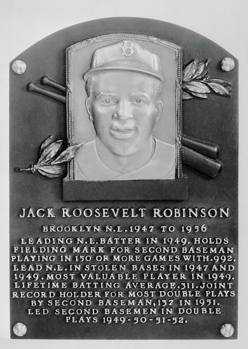 Framed Print : Replica of Plaque Honoring Jackie Robinson