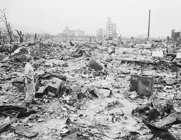 Framed Print : Reporter Gazing at Atomic Damages of Hiroshima Framed Print : Reporter Gazing at Atomic Damages of Hiroshima