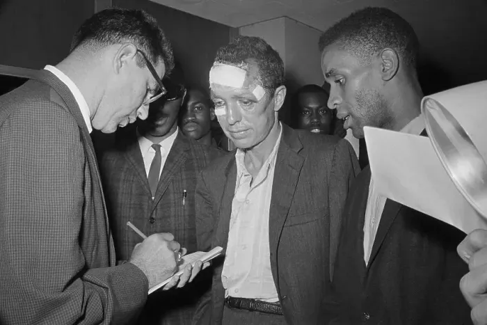 Framed Print : Reporter Interviewing Freedom Riders Framed Print : Reporter Interviewing Freedom Riders