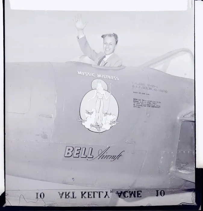 Framed Print : Reporter Waving from Jet Plane Cockpit Framed Print : Reporter Waving from Jet Plane Cockpit