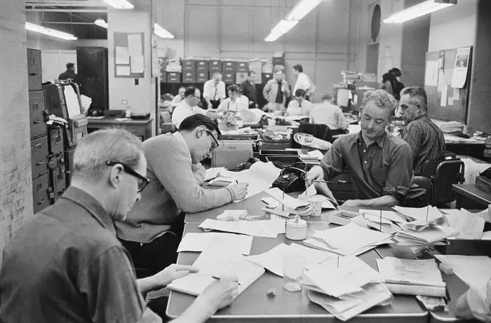Framed Print : Reporters Working in New York Post Framed Print : Reporters Working in New York Post